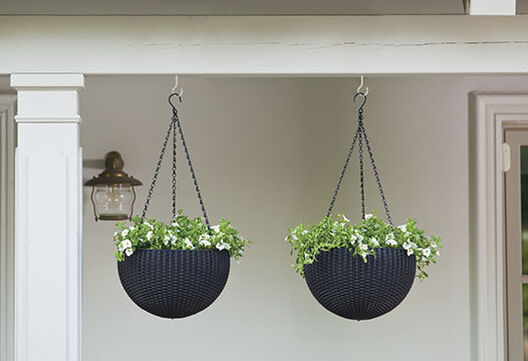 Graphite Hanging Sphere Planter & Flower Basket (Set of 2) - Keter US